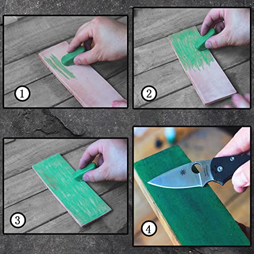 LAVODA Leather Honing Strop for Knife Sharpening with Polishing Compound 3 Inch by 8 Inch Double Sided Stropping Leather Knife Strop and Stropping Compound for Woodcarving Knife Polishing Sharpening