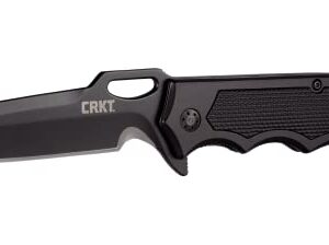 CRKT Septimo EDC Folding Pocket Knife: Everyday Carry, Black Serrated Edge Tanto, Veff Serrations Flipper and Thumb Slot Opening, Aluminum Handle with TPR Insert, Reversible Pocket Clip 7050