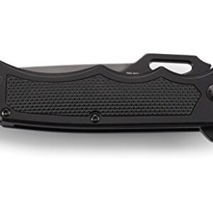 CRKT Septimo EDC Folding Pocket Knife: Everyday Carry, Black Serrated Edge Tanto, Veff Serrations Flipper and Thumb Slot Opening, Aluminum Handle with TPR Insert, Reversible Pocket Clip 7050