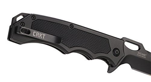 CRKT Septimo EDC Folding Pocket Knife: Everyday Carry, Black Serrated Edge Tanto, Veff Serrations Flipper and Thumb Slot Opening, Aluminum Handle with TPR Insert, Reversible Pocket Clip 7050