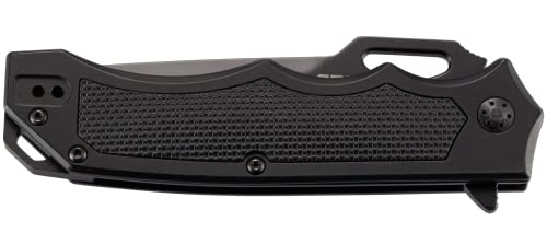 CRKT Septimo EDC Folding Pocket Knife: Everyday Carry, Black Serrated Edge Tanto, Veff Serrations Flipper and Thumb Slot Opening, Aluminum Handle with TPR Insert, Reversible Pocket Clip 7050