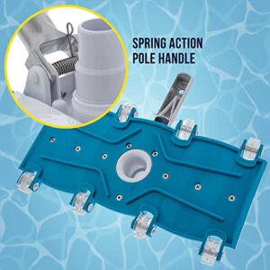 U.S. Pool Supply 14" Weighted Flexible Concrete Swimming Pool Vacuum Head with Swivel Hose Connection & Aluminum Spring Action Pole Handle - Connect 1-1/4" or 1-1/2" Hose