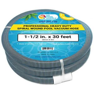 u.s. pool supply 1-1/2" x 30 foot professional heavy duty spiral wound swimming pool vacuum hose with kink-free swivel cuff, flexible - connect to vacuum heads, skimmer, filter pump inlet, accessories