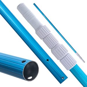 u.s. pool supply professional 12 foot blue anodized aluminum telescopic swimming pool pole, adjustable 3 piece expandable step-up - attach connect skimmer nets, rakes, brushes, vacuum heads with hoses