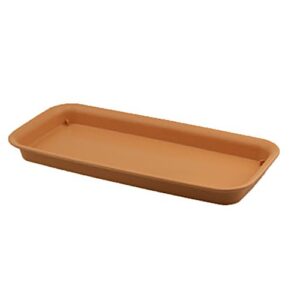 rescozy 12 inch (outside length) plastic rectangular planter tray flower pot saucer, light brown