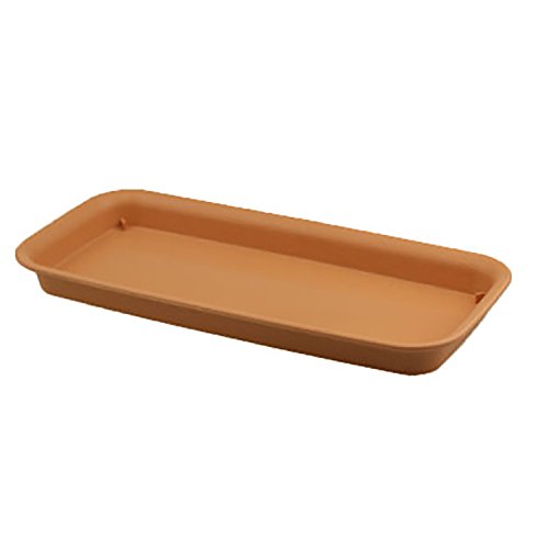 rescozy 12 Inch (Outside Length) Plastic Rectangular Planter Tray Flower Pot Saucer, Light Brown