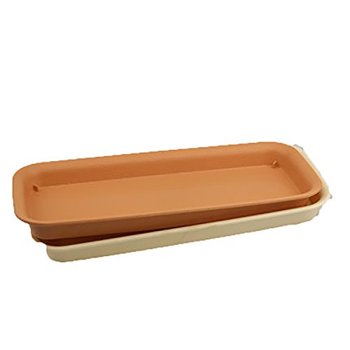 rescozy 12 Inch (Outside Length) Plastic Rectangular Planter Tray Flower Pot Saucer, Light Brown