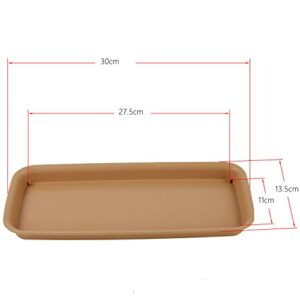 rescozy 12 Inch (Outside Length) Plastic Rectangular Planter Tray Flower Pot Saucer, Light Brown