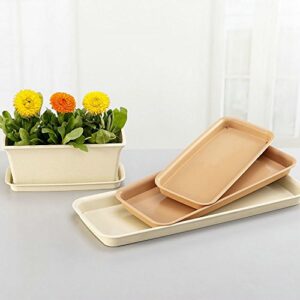 rescozy 12 Inch (Outside Length) Plastic Rectangular Planter Tray Flower Pot Saucer, Light Brown