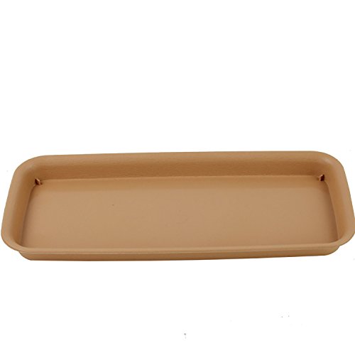 rescozy 12 Inch (Outside Length) Plastic Rectangular Planter Tray Flower Pot Saucer, Light Brown