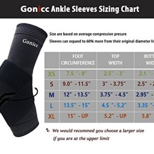 gonicc Professional Foot Sleeve Pair(2 Pcs) with Compression Wrap Support(Middle, Black), Breathable, Stabiling Ligaments, Prevent Re-injury, Ankle Brace, Volleyball Protective Gear Ankle Guards