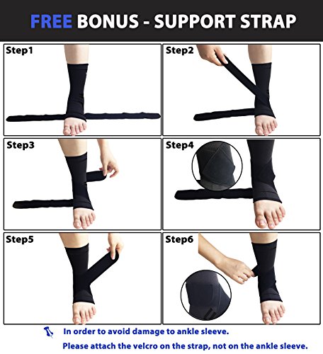 gonicc Professional Foot Sleeve Pair(2 Pcs) with Compression Wrap Support(Middle, Black), Breathable, Stabiling Ligaments, Prevent Re-injury, Ankle Brace, Volleyball Protective Gear Ankle Guards