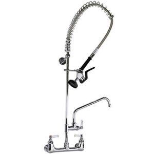yg commercial sink kitchen faucet pull down pre-rinse sprayer 8'' center wall mount 47'' height with add-on swing spout , chrome finished