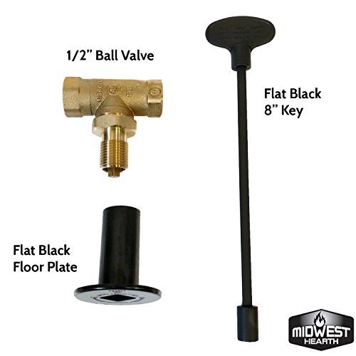 Midwest Hearth Gas Fire Pit Key Valve Kit - 1/2" NPT - Flat Black