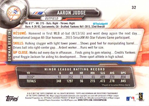 2017 Bowman Baseball #32 Aaron Judge Rookie Card