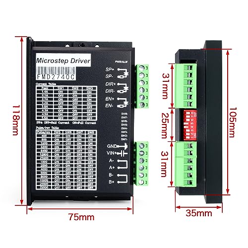 CNCTOPBAOS 4 Axis CNC Kit,Nema23 Stepper Motor CNC Controller Kit,USB Controller Card,with FMD2740C Driver,36V Power Supply,425oz-in 3A Stepper Motor 112mm Dual Shaft,USB CNC Breakut Board