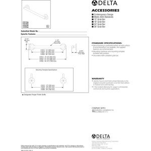 Delta Faucet 41836-BL Contemporary ADA Decorative Grab Bar, 36", Matte Black