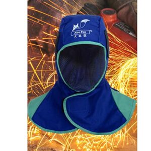 Dovewill Welding Helmet Protective Hood Neck Welder Hat Flame Retardant Cap 2 Colors - Blue