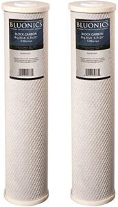 bluonics carbon block replacement water filters 2 pcs (5 micron) 4.5" x 20" cartridges for chlorine, herbicides, insecticides, bad taste and odor