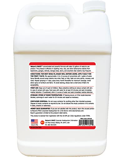 Nature’s MACE Rodent MACE 1 Gal Concentrate/Covers 87,000 Sq. Ft. / Repel Mice & Rats/Keep mice, Rats & Rodents Out of Home, Garage, attic, and Crawl Space/Safe to use Around Children & Pets