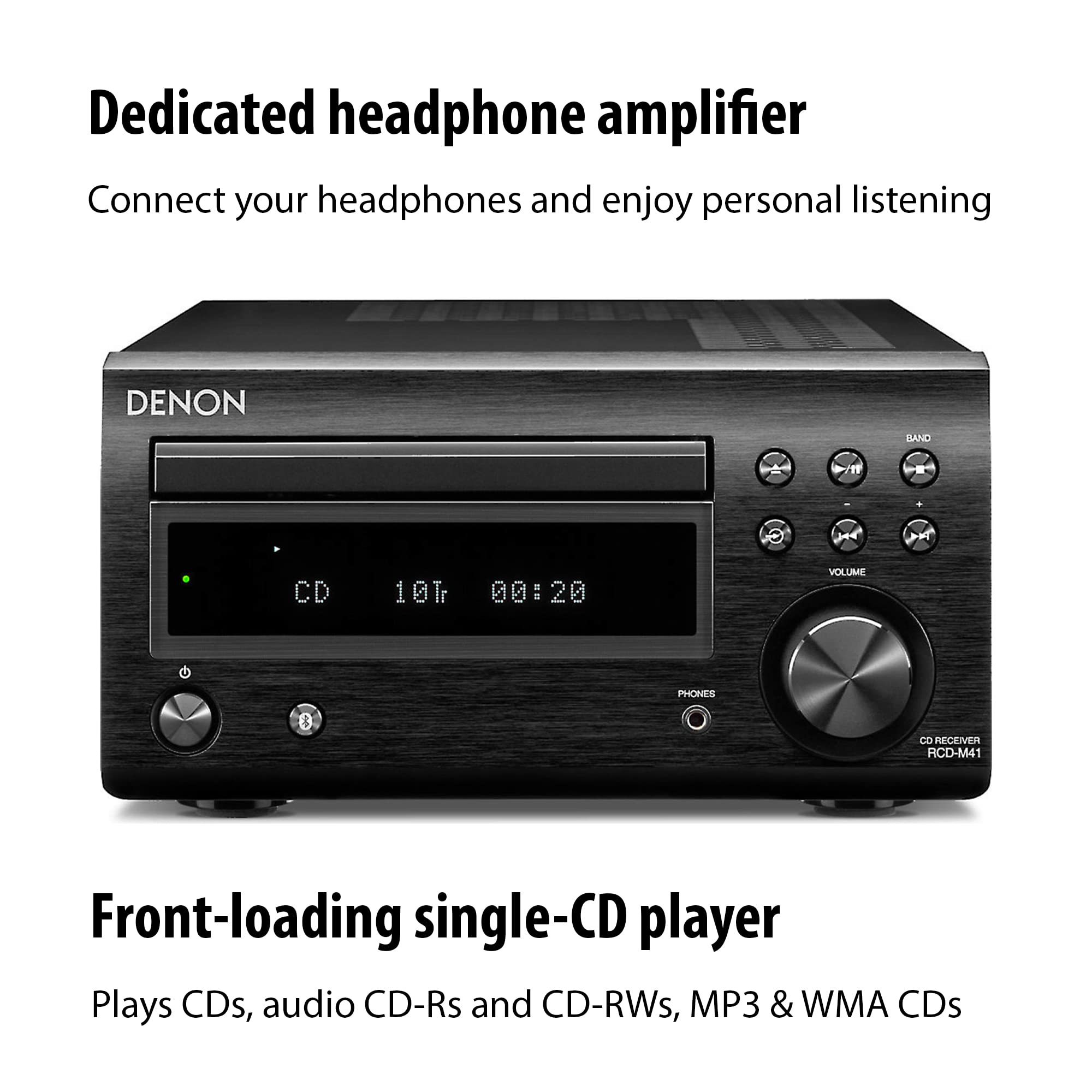 Denon D-M41 Home Theater Mini Amplifier and Bookshelf Speaker Pair - Compact HiFi Stereo System with CD, FM/AM Tuner and Wireless Bluetooth Music | Perfect for Small Rooms and Home Cinema