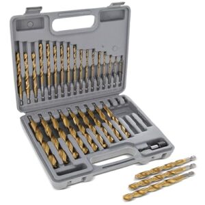 abn 1/4in hex shank drill bit set 30pc - quick change titanium twist drill bit set, impact hole drilling 1/16 to 1/2in