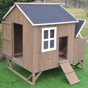 Omitree Deluxe Large Wood Chicken Coop Backyard Hen House 4-8 Chickens with 3 Nesting Box