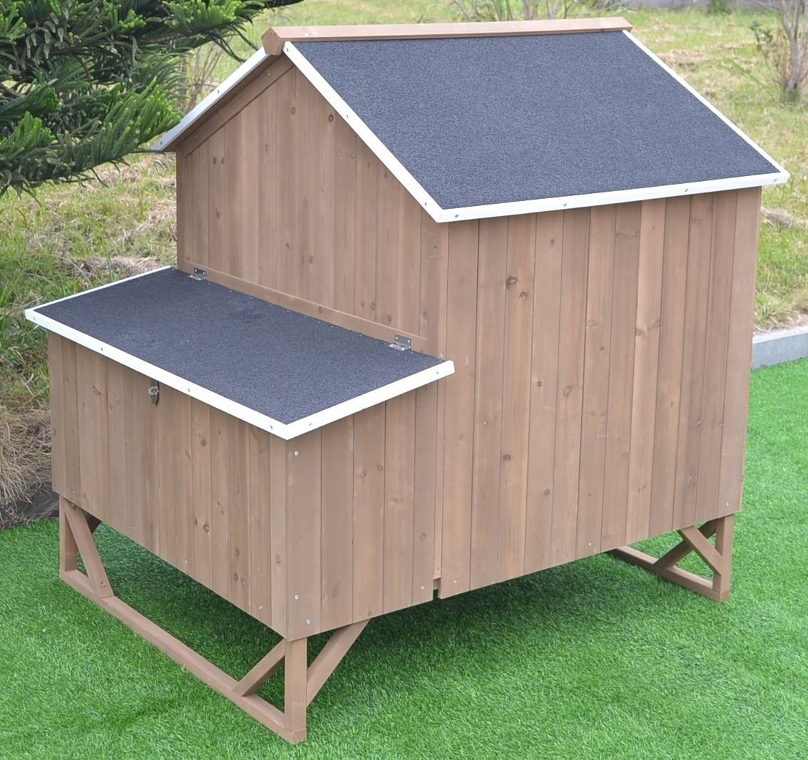 Omitree Deluxe Large Wood Chicken Coop Backyard Hen House 4-8 Chickens with 3 Nesting Box