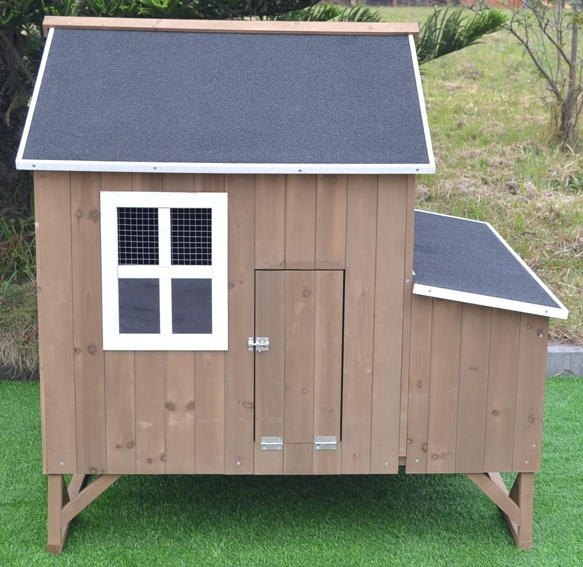 Omitree Deluxe Large Wood Chicken Coop Backyard Hen House 4-8 Chickens with 3 Nesting Box