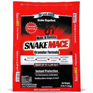 nature's mace snake repellent 25lb / covers 13,200 sq. ft. / keep snakes out of your garden, yard, home, attic and more/snake repellent/safe to use around home, children, & plants