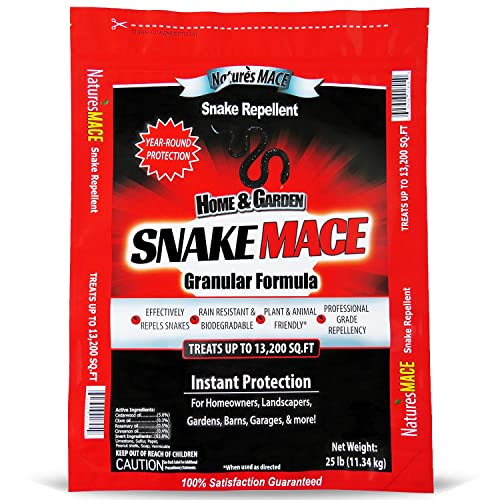 Nature's MACE Snake Repellent 25lb / Covers 13,200 Sq. Ft. / Keep Snakes Out of Your Garden, Yard, Home, attic and More/Snake Repellent/Safe to use Around Home, Children, & Plants