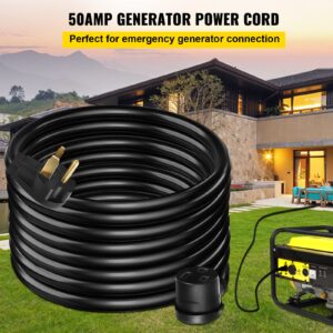 VEVOR Extension Cord, 50ft 250 Volt, 10 Gauge Heavy Duty Outdoor Welder Extension Cord with 10 Awg 3 Prong, 50 Amp Power Extension for Welding Machines, NEMA 6-50 Plug, ETL Approved, Black