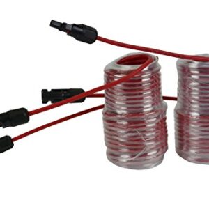 Temco 1 Pair 50 ft Solar Panel Extension Red Connector Male Female 12 AWG Gauge PV Cable Wire