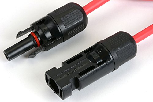 Temco 1 Pair 50 ft Solar Panel Extension Red Connector Male Female 12 AWG Gauge PV Cable Wire