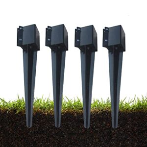 mtb fence post anchor ground spike metal black powder coated 24 x 4 x 4 inches outer diameter (inner diameter 3.5 x3.5 inches), pack of 4