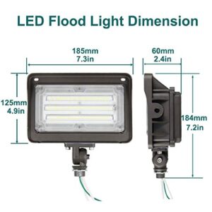 kadision LED Flood Light Outdoor with Dusk to Dawn Photocell, 50W 6500LM IP65 Waterproof Adjustable Knuckle Mount LED Flood Lights 5000K 100-277V ETL Listed