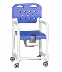 ipu elt817 p elite line rolling shower chair commode for use over toilet and in the shower (blue)