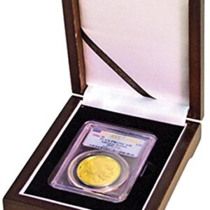 Display box for one NGC/PCGS/Premier/Lil Bear Elite Coin Slab Mahogany Matte Finish ...