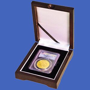 Display box for one NGC/PCGS/Premier/Lil Bear Elite Coin Slab Mahogany Matte Finish ...