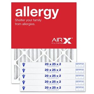 airx filters 20x25x2 air filter merv 11 pleated hvac ac furnace air filter, allergy 6-pack, made in the usa