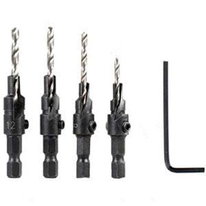 ocgig hss countersink drill bit quick change hex shank screw chamfer counter #6#8#10#12, with 1/4" hex shank and allen wrench,for woodworking drilling holes