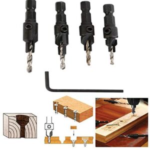 OCGIG HSS Countersink Drill Bit Quick Change Hex Shank Screw Chamfer Counter #6#8#10#12, with 1/4" Hex Shank and Allen Wrench,for Woodworking Drilling Holes