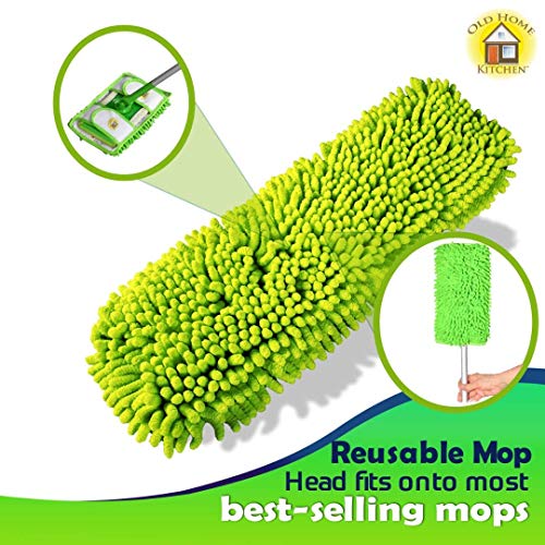 Reusable Chenille Mop Pads | Washable Pads for Standard Mop Heads | Swiffer Compatible Dry Mop for Dust, Pet Hair, and Light Spills | Washable Microfiber Mop Head Replacement - Set of 2