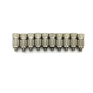 yoking misting nozzle for misting system, yk-f4, brass, two-stage, anti-drip, 3/16 inch thread, 10pcs in one package.(0.15mm, silver)