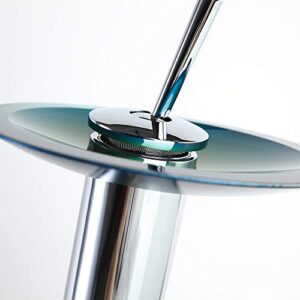 KunMai Blue&Green Seashell Wave Tempered Glass Bathroom Vessel Sink & Waterfall Faucet Set Chrome