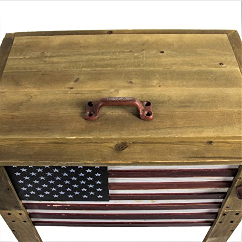 Wooden Patio Beverage Cooler for Porch, Deck or Patio - American Flag Design - 57 Qt - Backyard Expressions