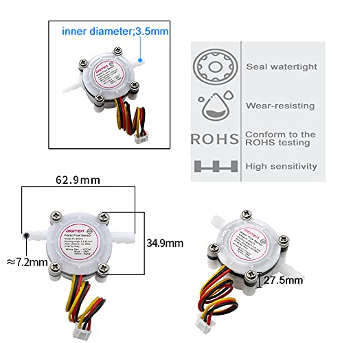 DIGITEN 0.3-6L/min G1/4" Water Coffee Flow Hall Sensor Switch Meter Flowmeter Counter Connect Hose