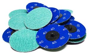 benchmark abrasives 3" quick change green zirconia sanding discs with male r-type backing for surface finish grind polish burr rust paint removal use with die grinder (25 pack) - 24 grit