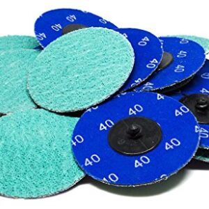Benchmark Abrasives 3" Quick Change Green Zirconia Sanding Discs with Male R-Type Backing for Surface Finish Grind Polish Burr Rust Paint Removal Use with Die Grinder (25 Pack) - 24 Grit