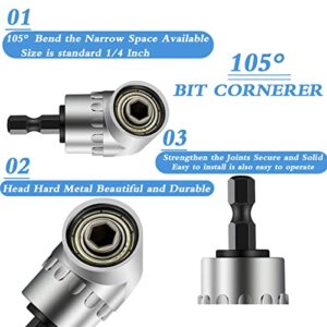 105 Degree 1/4 Inch Right Angle Drill Adapter Hex Shank Screwdriver Angled Bit Holder